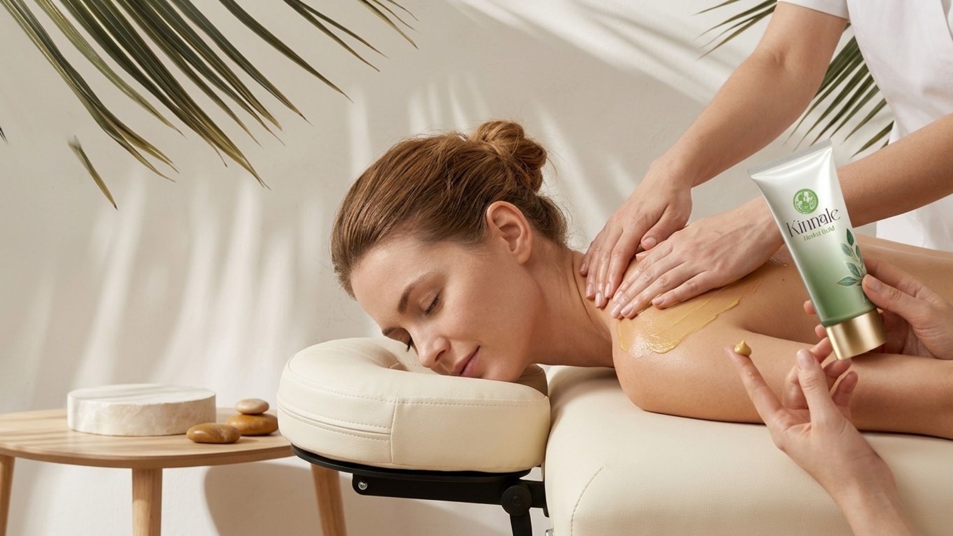 Herbal Gold applied during a calm massage ritual